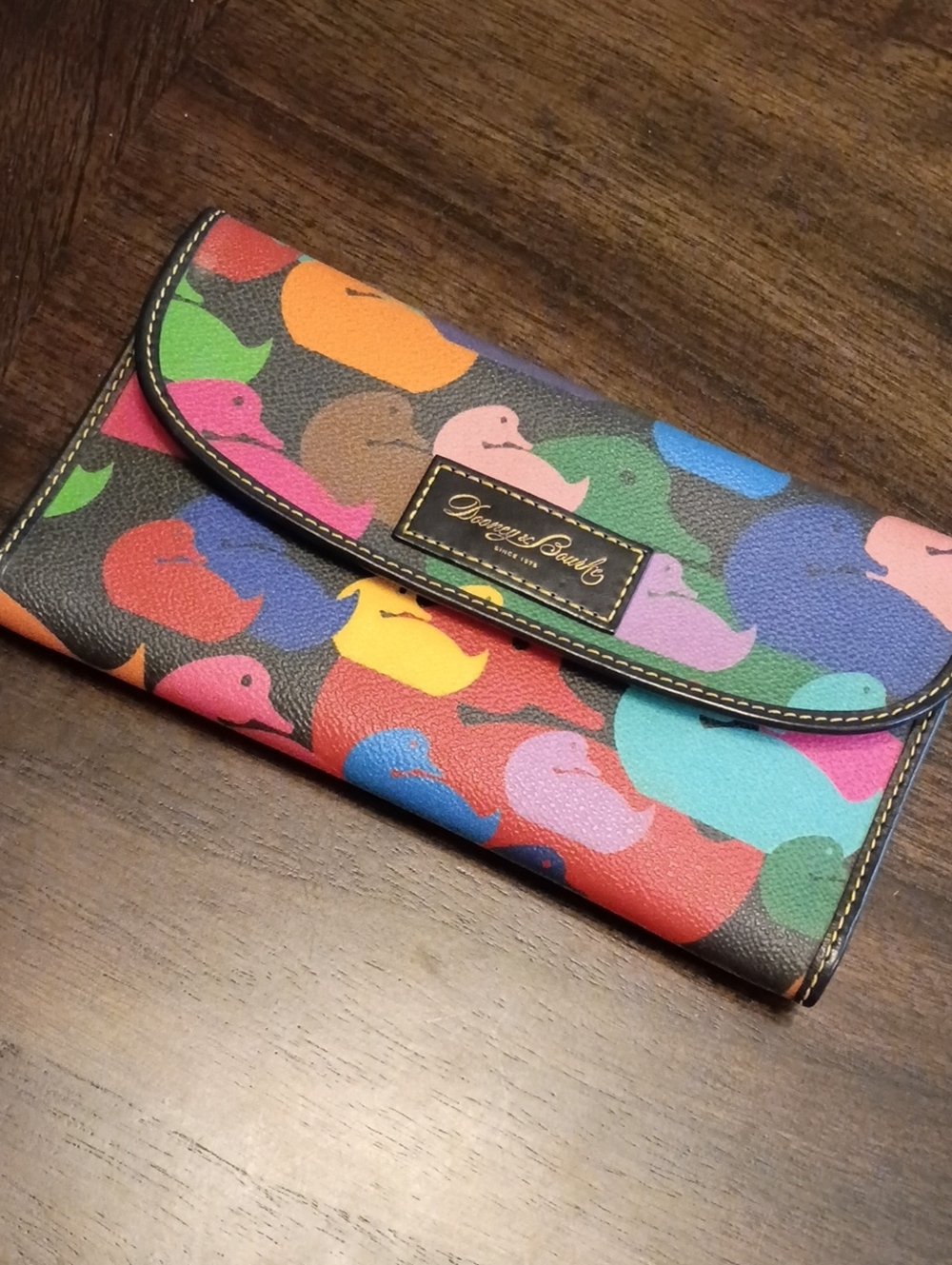 Dooney multicolored wonder ducks continental wallet vintage